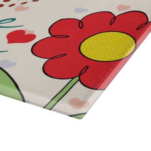 Hummel-Biene mit Blumen-Bienen-Liebe Schneidebrett (Ecke)