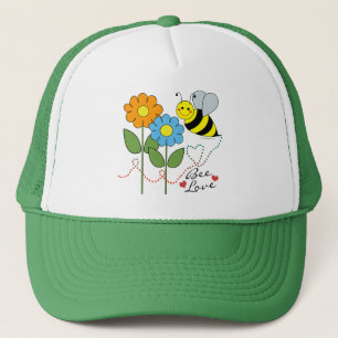Hummel-Biene mit Blumen-Bienen-Liebe Truckerkappe