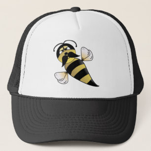 Hummel-Biene mit dem Schnurrbart Truckerkappe