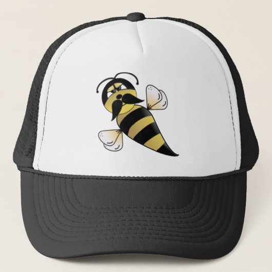 Hummel-Biene mit dem Schnurrbart Truckerkappe (Vorderseite)