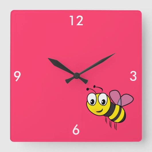 Hummel-Biene, Summen Quadratische Wanduhr (Vorderseite)