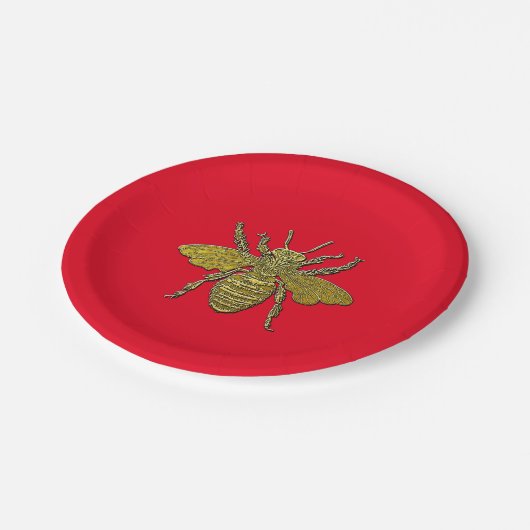 Hummel-Biene und Ihre Farbe Pappteller (Schrägansicht)