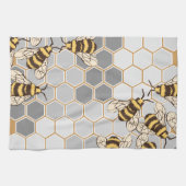 Hummel-Bienen-Grau-Bienenwabe Handtuch (Horizontal)