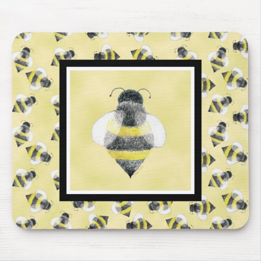 Hummel-Bienen-Illustration Mousepad (Vorne)