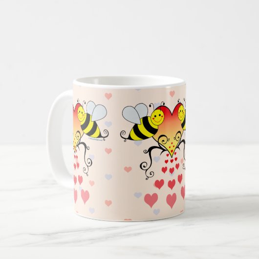 Hummel-Bienen mit Herz-Entwurf Kaffeetasse (Vorderseite Links)