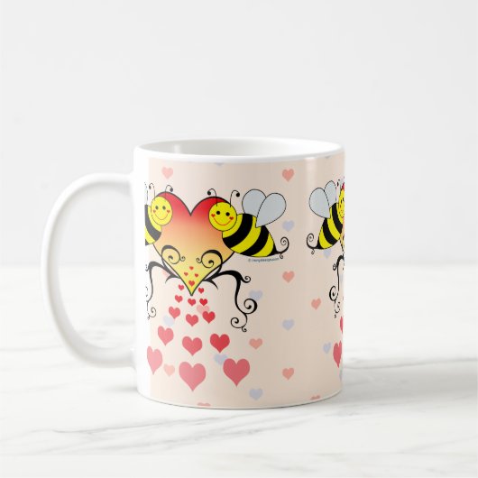 Hummel-Bienen mit Herz-Entwurf Kaffeetasse (Links)