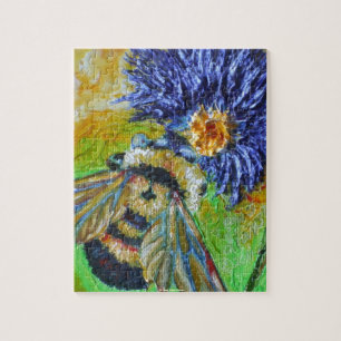 Hummel-Bienen-u. blaue Aster-Puzzle Puzzle