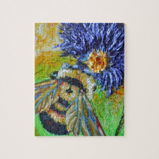 Hummel-Bienen-u. blaue Aster-Puzzle Puzzle (Vertikal)