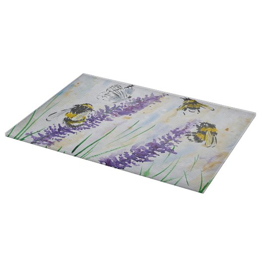 Hummel-Bienen und Lavendel Schneidebrett (Ecke)