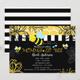 Hummel Black & Yellow Baby Dusche Mommy to BEE Einladung
