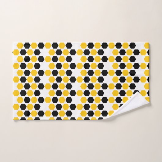 Hummel Black Yellow Geometric Hexagramm Hex Muster Badhandtuch Set (Handtuch)