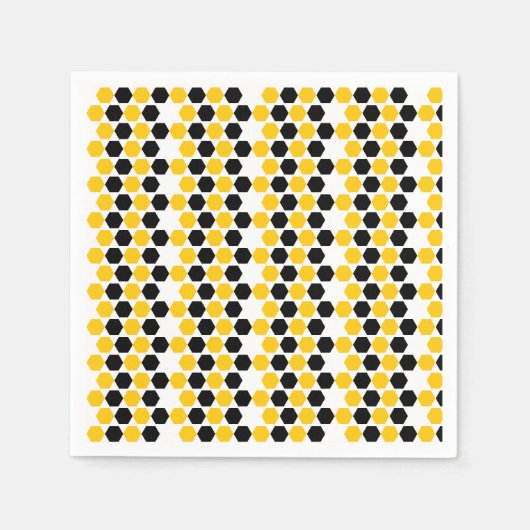 Hummel Black Yellow Geometric Hexagramm Hex Muster Serviette (Vorderseite)