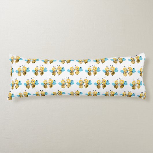 Hummel-Cartoontext der Bienenbienen froher Seitenschläferkissen (Vorderseite)