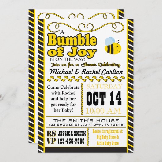 Hummel der Freude-Baby-Duschen-Einladung Einladung (Vorne/Hinten)