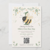 Hummel Erste Biene-Tag-Party-QR-Code Einladung (Vorderseite)