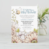 Hummel Florals Aquamarines Laufwerk Thru Babydusch Einladung (Stehend Vorderseite)