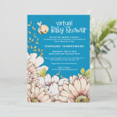 Hummel Florals Blue Virtual Baby Dusche Einladung (Stehend Vorderseite)