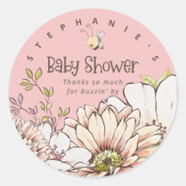 Hummel Florals Name Danke Baby Pink Dusche Runder Aufkleber
