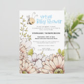 Hummel Florals Virtual Baby Blue Dusche Einladung (Stehend Vorderseite)