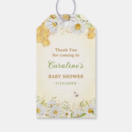 Hummel Gelbe Babydusche Sprinkle Flasche Gefallen Geschenkanhänger (Rückseite)