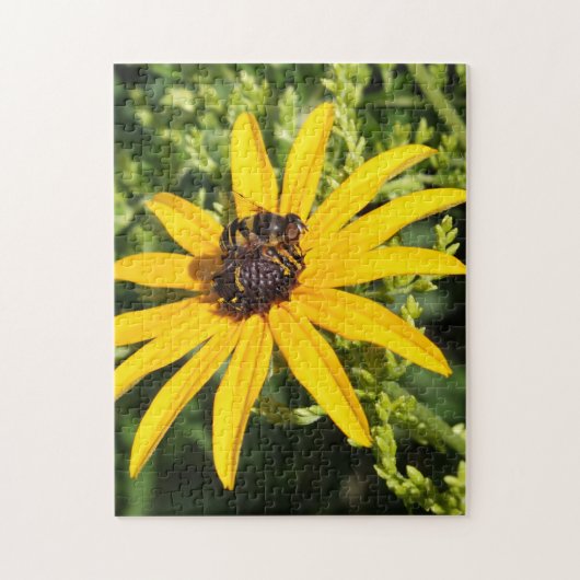 Hummel-Gelbe Blume Fotografie Puzzle (Vertikal)