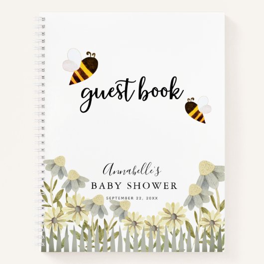 Hummel/Honey Bee Baby Dusche Weißes Gästebuch Notizblock (Vorderseite)
