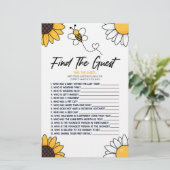 Hummel Honey Bee Finde das Guest Baby Shower Game Briefpapier (Stehend Vorderseite)