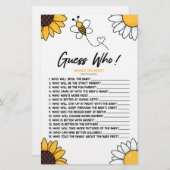 Hummel Honey Bee Guess Who! Baby Shower Game Briefpapier (Vorne/Hinten)