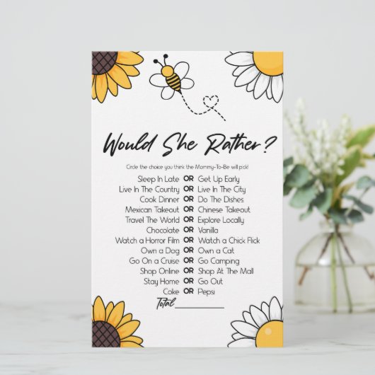 Hummel Honey Bee würde sie eher Baby Shower Game Briefpapier (Stehend Vorderseite)