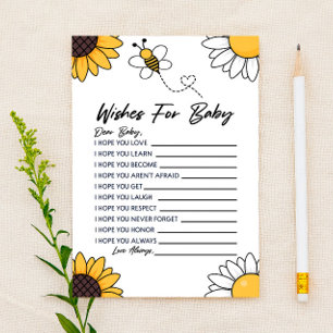 Hummel Honigbiene Wünsche für Baby Shower Aktivitä Briefpapier