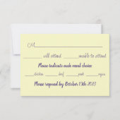 Hummel Lavendel Blume Gelbe Hochzeit RSVP Karte (Vorderseite)