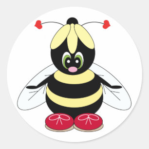 Hummel mit Herz-Aufklebern Runder Aufkleber