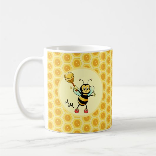Hummel mit Herz & Monogramm Kaffeetasse (Links)
