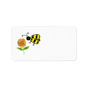 Hummel mit orangefarbener Blume Adressaufkleber