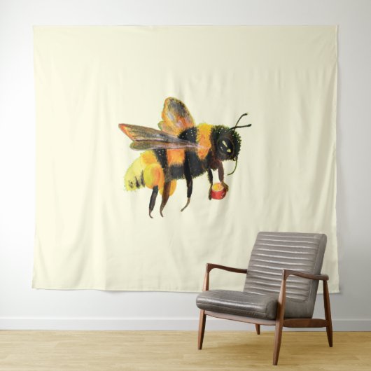 Hummel mit Pollen Wandteppich (Beispiel (Horizontal))