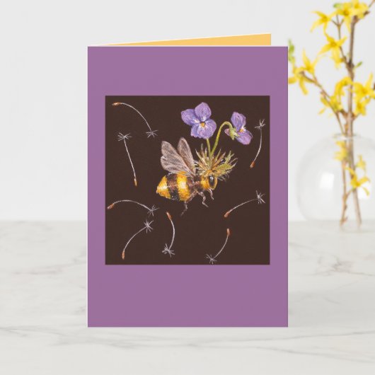 Hummel mit Veilchen auf Karte (Gelbe Blume)