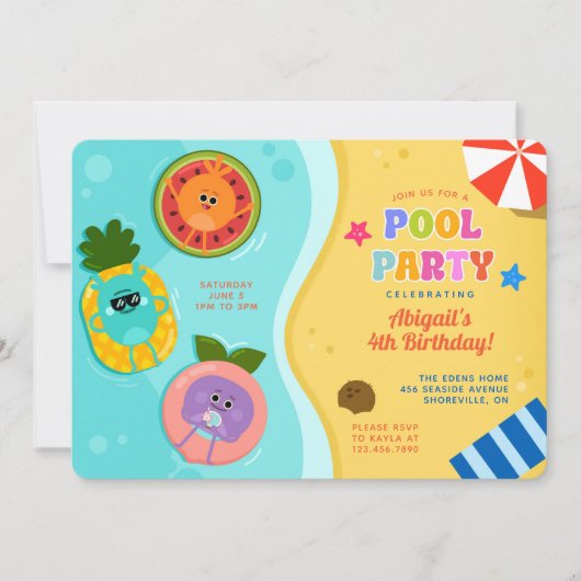 Hummel Nummern Sommerpool Party Geburtstag Einladung (Vorderseite)