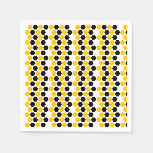 Hummel Schwarz Gelb Geometrisches Hexagramm-Muster Serviette