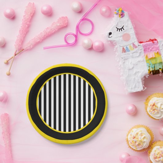 Hummel Schwarz-weiße Gelbe Biene Thema Kinderdusch Pappteller (Party)