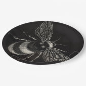 Hummel-Schwarzweiss-Motiv huscht herüber Pappteller (Schrägansicht)