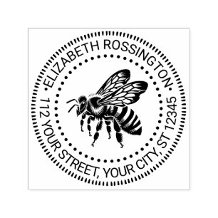 Hummel Seitenansicht Rund Name Rücksendeadresse Permastempel