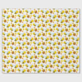 Hummel- und Blumenmuster Geschenkpapier (Flach)
