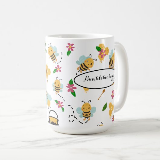 Hummel und Honigmuster Kaffeetasse (VorderseiteRechts)