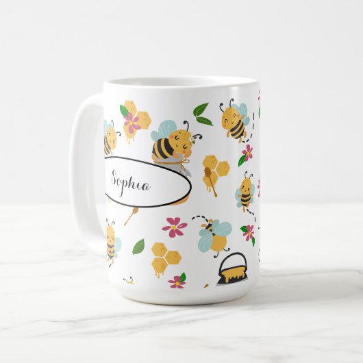 Hummel und Honigmuster Kaffeetasse (Vorderseite Links)