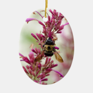 Hummel und Magenta Keramik Ornament