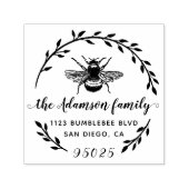 Hummel und Rustikaler Kranz | Familienname Permastempel (Design)