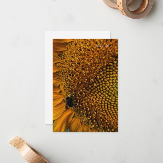 Hummel und Sonnenblumen Mitteilungskarte (Vorderseite/Rückseite Beispiel)