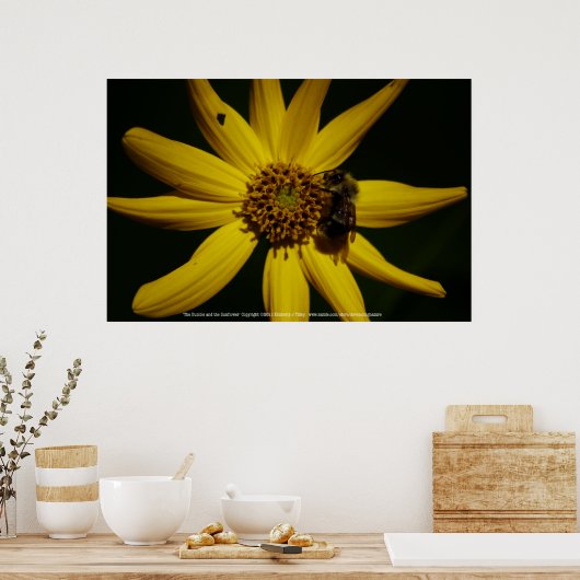 Hummel und Sonnenblumen Poster (Küche)