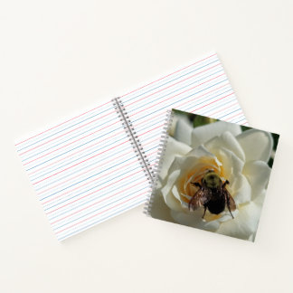 Hummel und weiße Rose Notizblock
