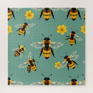 Hummel-Wasserfarbe Realistische Honigwabe Puzzle